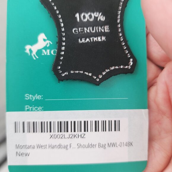 MONTANA WEST Black Genuine Leather Laptop Case Tote & Wristlet Set NWT - Picture 9 of 9